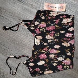 New! Inspired Hearts Black Floral crop top small